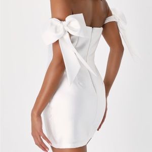 NWT Lulus White Off The Shoulder Bow Mini Dress
